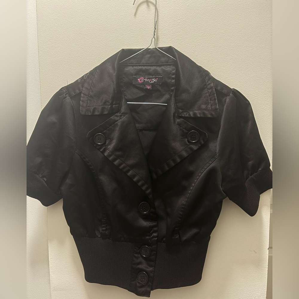 Cropped Satin Bomber Jacket